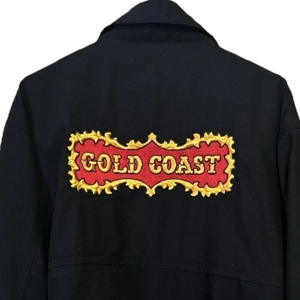 VTG Gold Coast Casino Men's Black Bomber Jacket Size Large Embroidered Patch